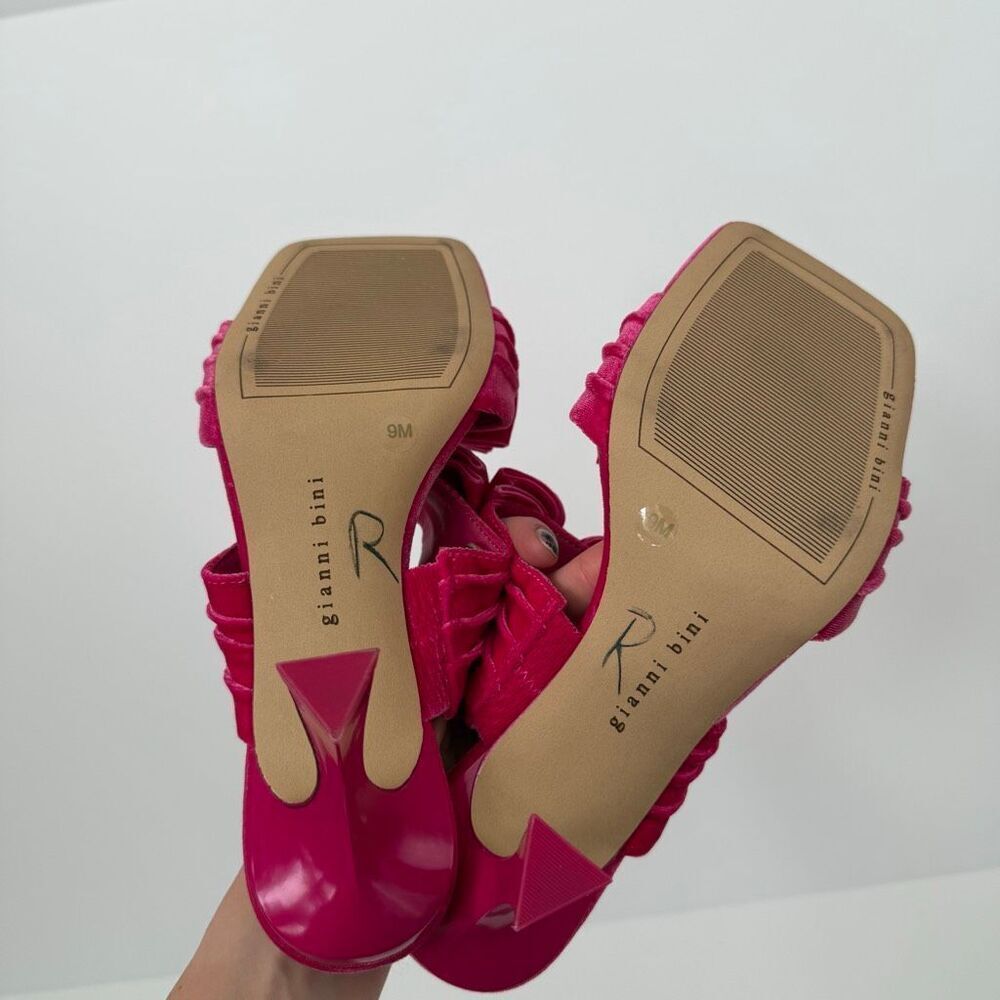 Gianni Bini Pandorah Velvet Bow Square Toe Heeled Sandals - Picture 5 of 5
